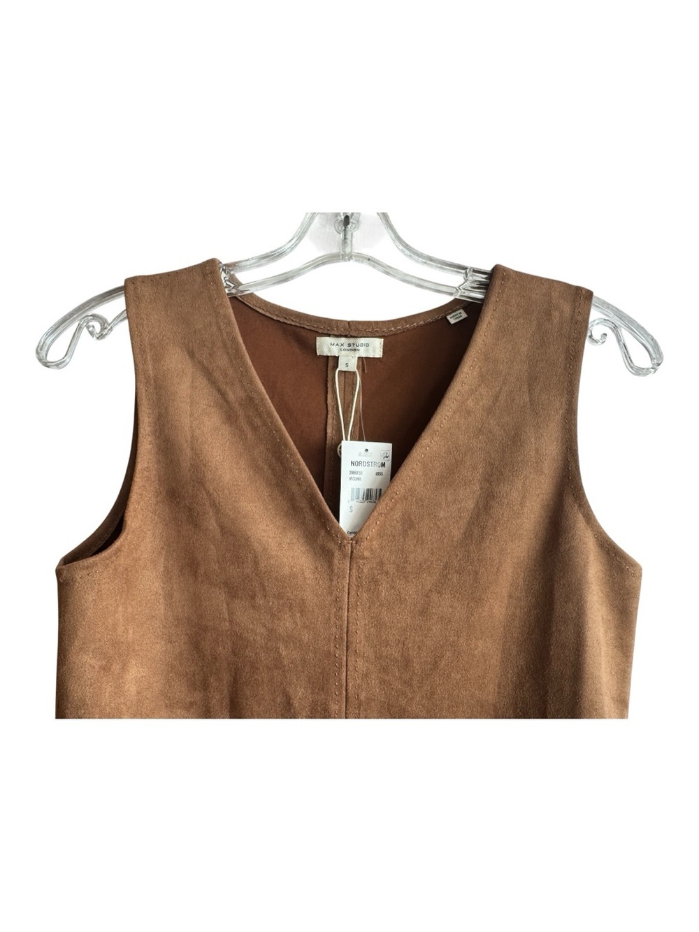 Max Studio Ultra-suede Jumper Vicuña Brown Mod 60s A-Line Pinafore Size Small - Picture 4 of 10